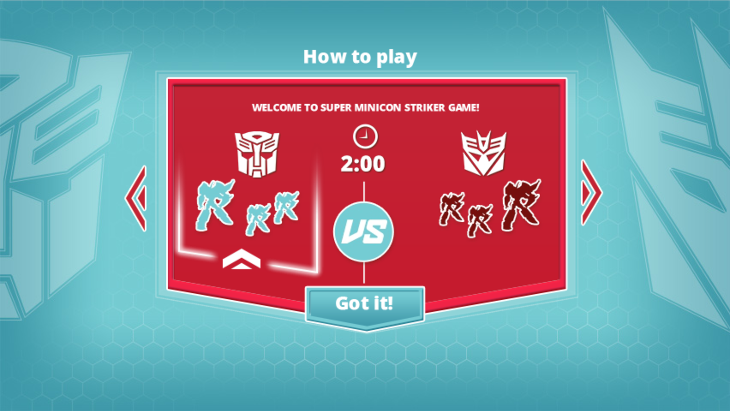Transformers Super Mini Con Striker Game How to Play Game Time Screen Screenshot.