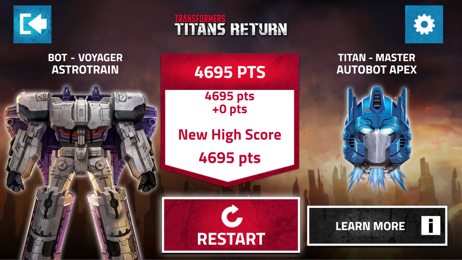 Transformers Titans Return Game Over Screenshot.