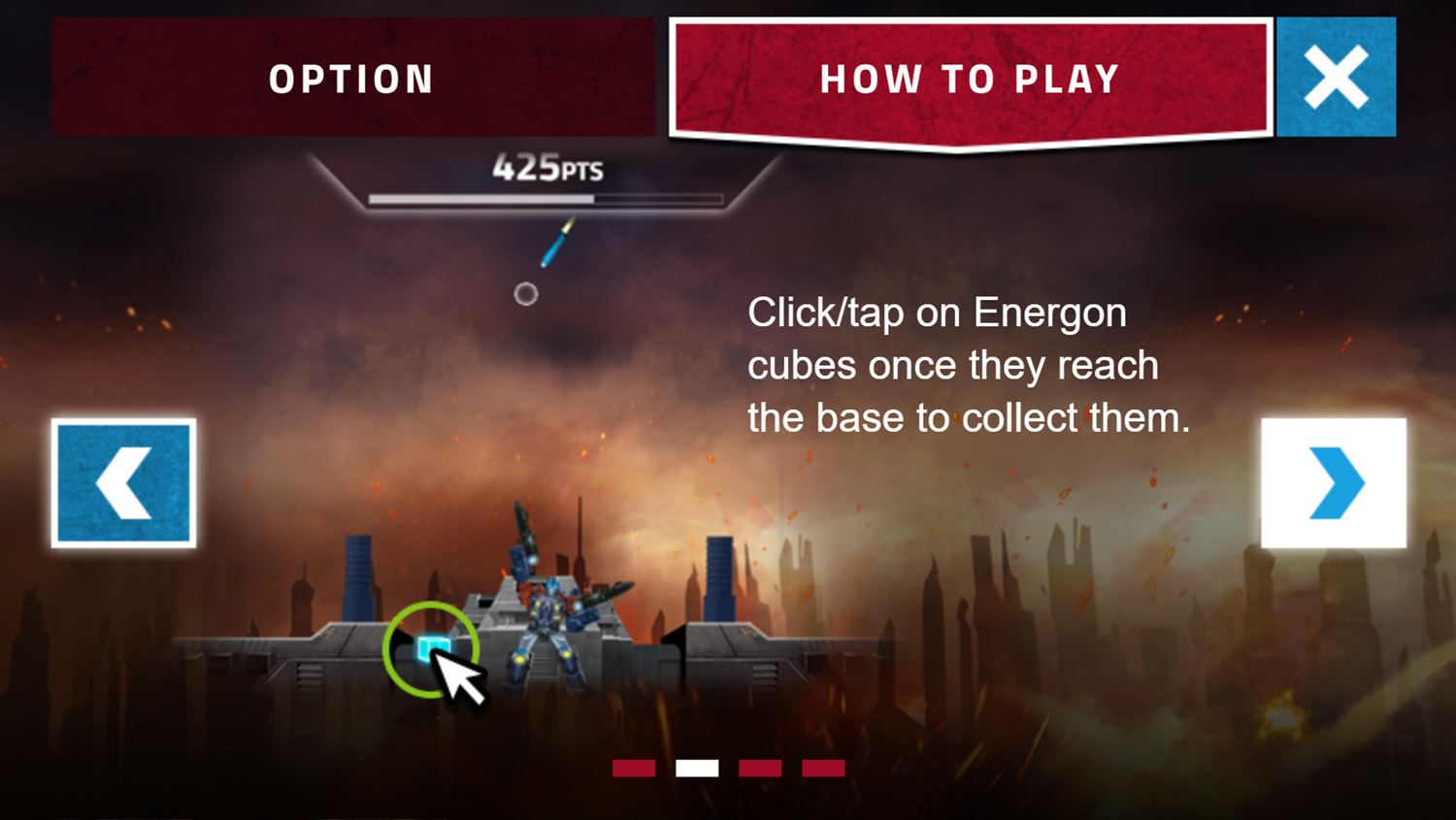 Transformers Titans Return Game Instructions Screenshot.