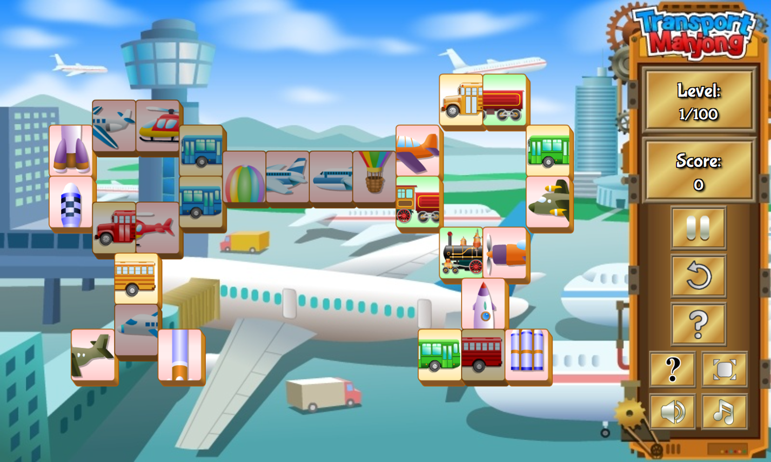 Transport Mahjong Game Start Screenshot.