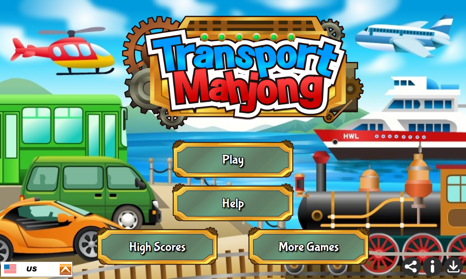 Transport Mahjong Game Welcome Screen Screenshot.