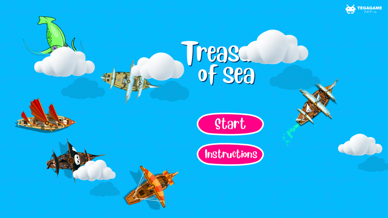 Treasure of Sea Game Welcome Screen Screenshot.