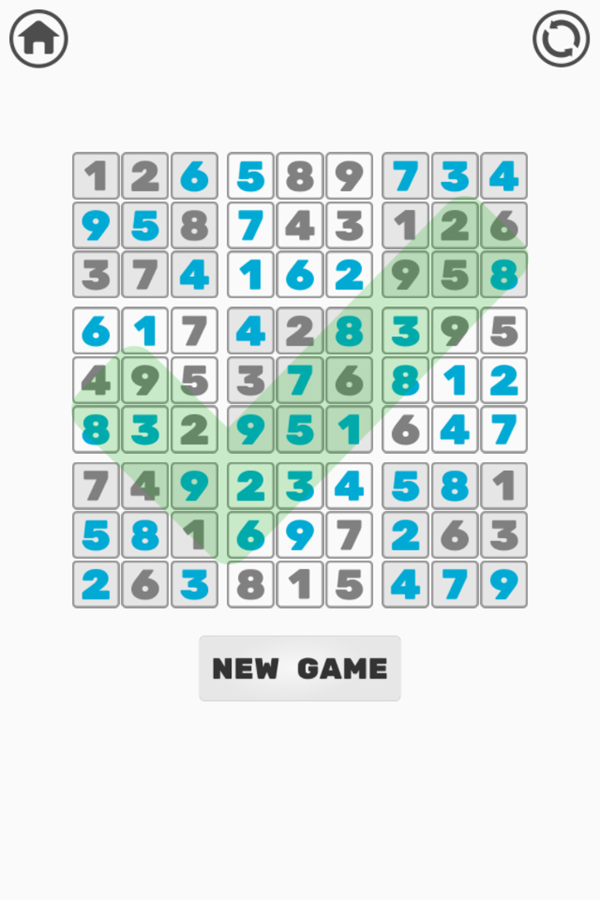 Treze Sudoku Game Complete Screenshot.