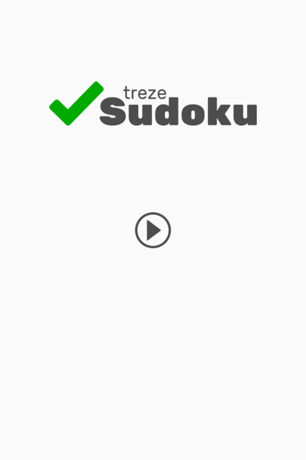 Treze Sudoku Game Welcome Screen Screenshot.