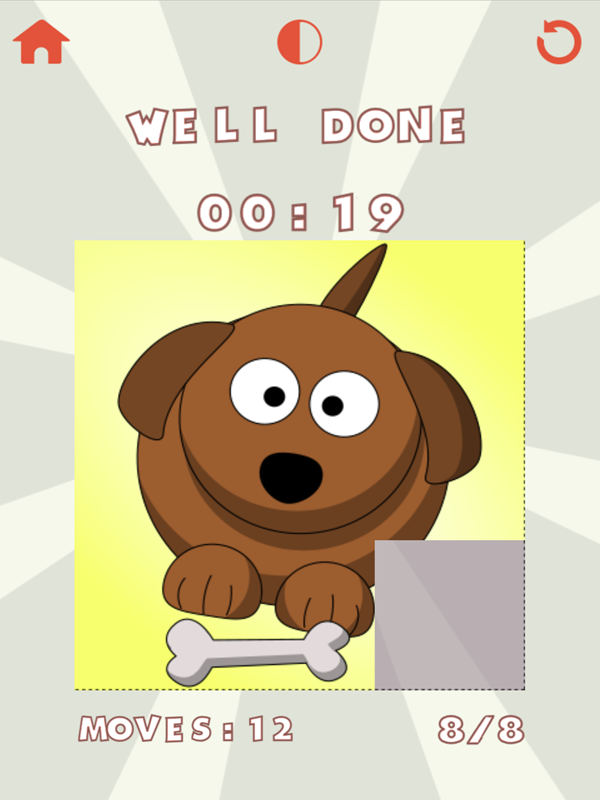 Treze8puzzle Game Dog Puzzle Complete Screenshot.