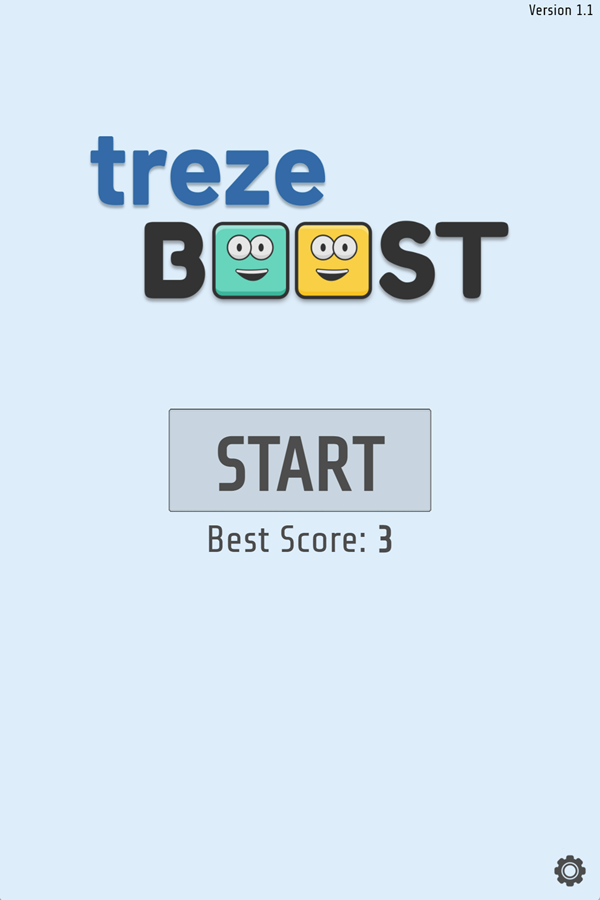TrezeBoost Game Welcome Screen Screenshot.