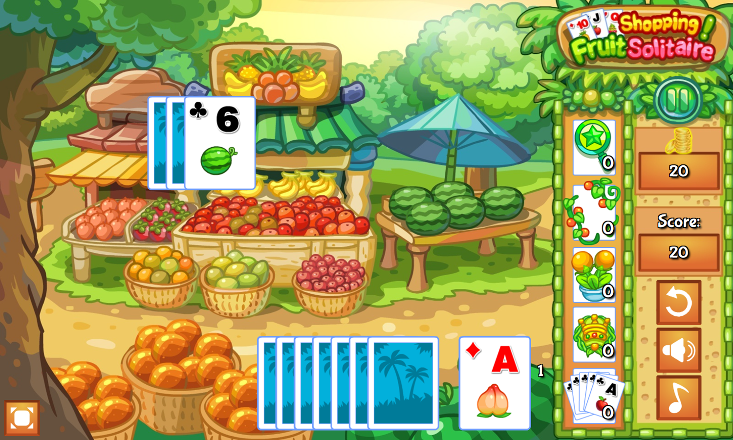 Tri-Fruit Solitaire Game Play Screenshot.