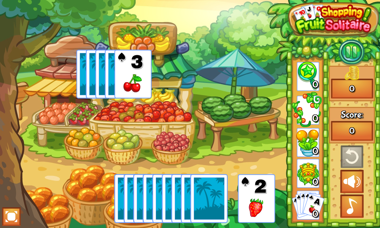 Tri-Fruit Solitaire Game Level Start Screenshot.