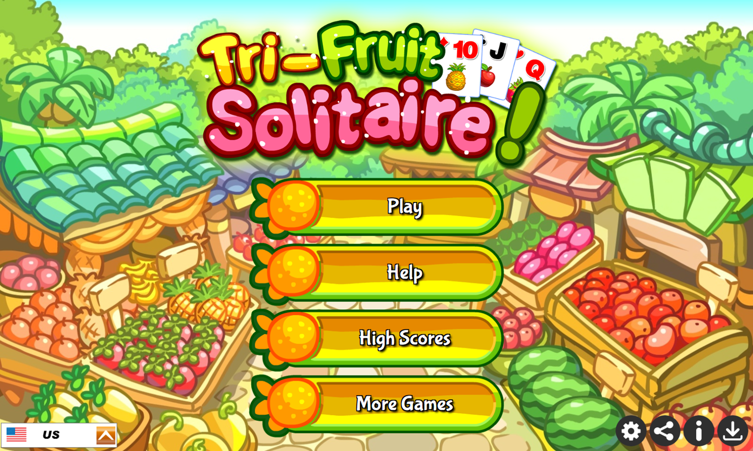 Tri-Fruit Solitaire Game Welcome Screen Screenshot.