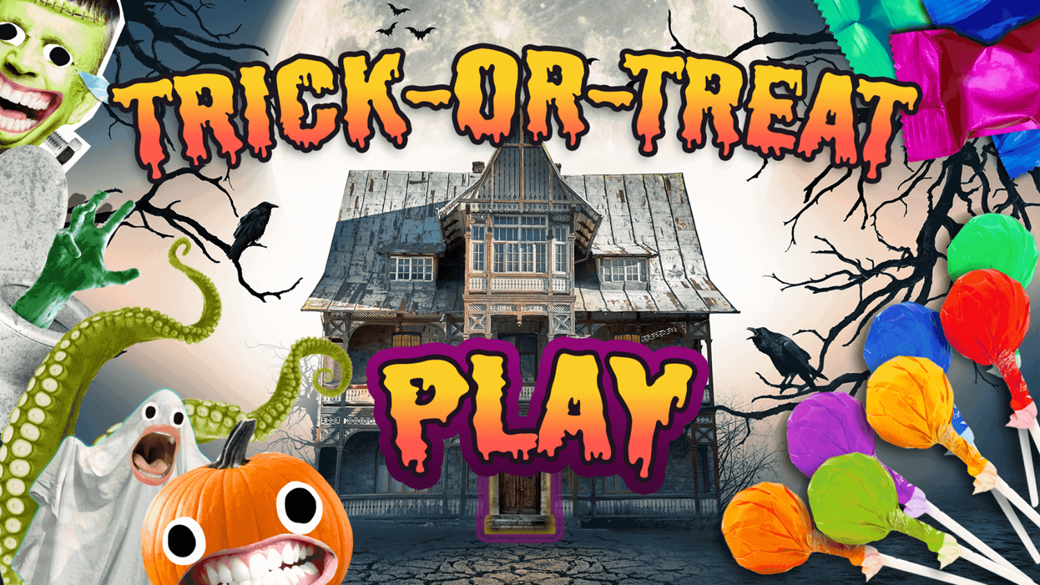 Trick or Treat Game Welcome Screen Screenshot.