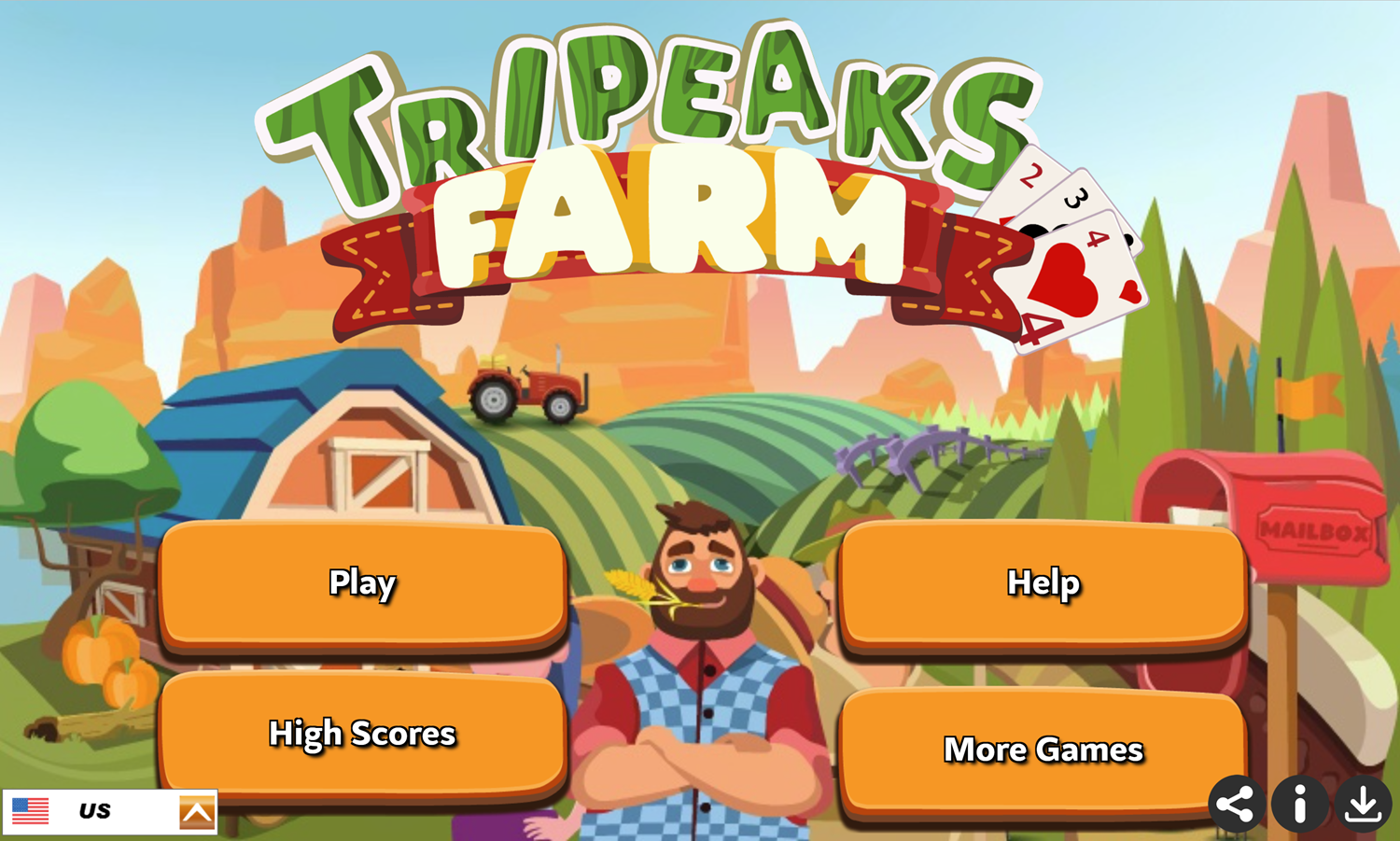 Tripeaks Farm Solitaire Game Welcome Screen Screenshot.
