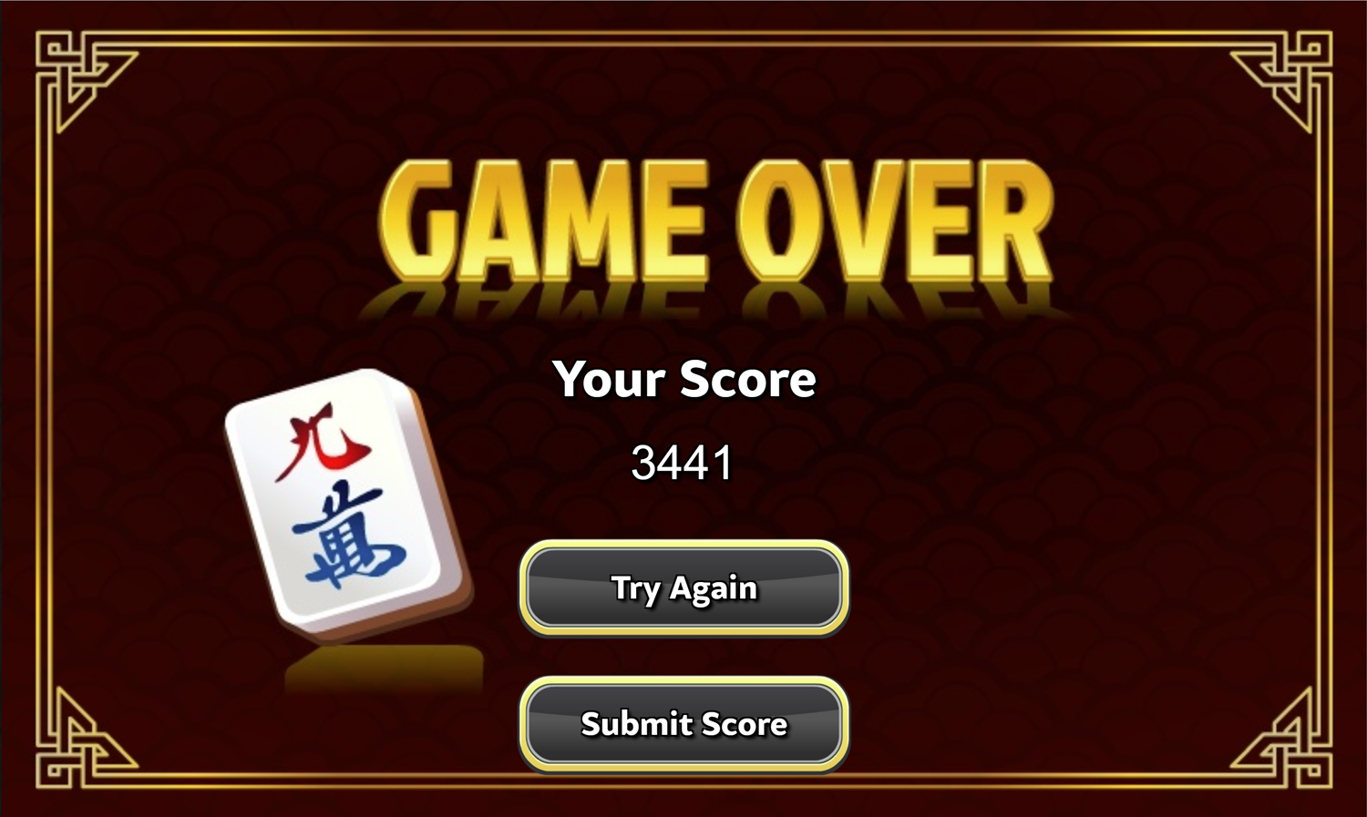 Triple Connect Game Over Screen Screenshot.