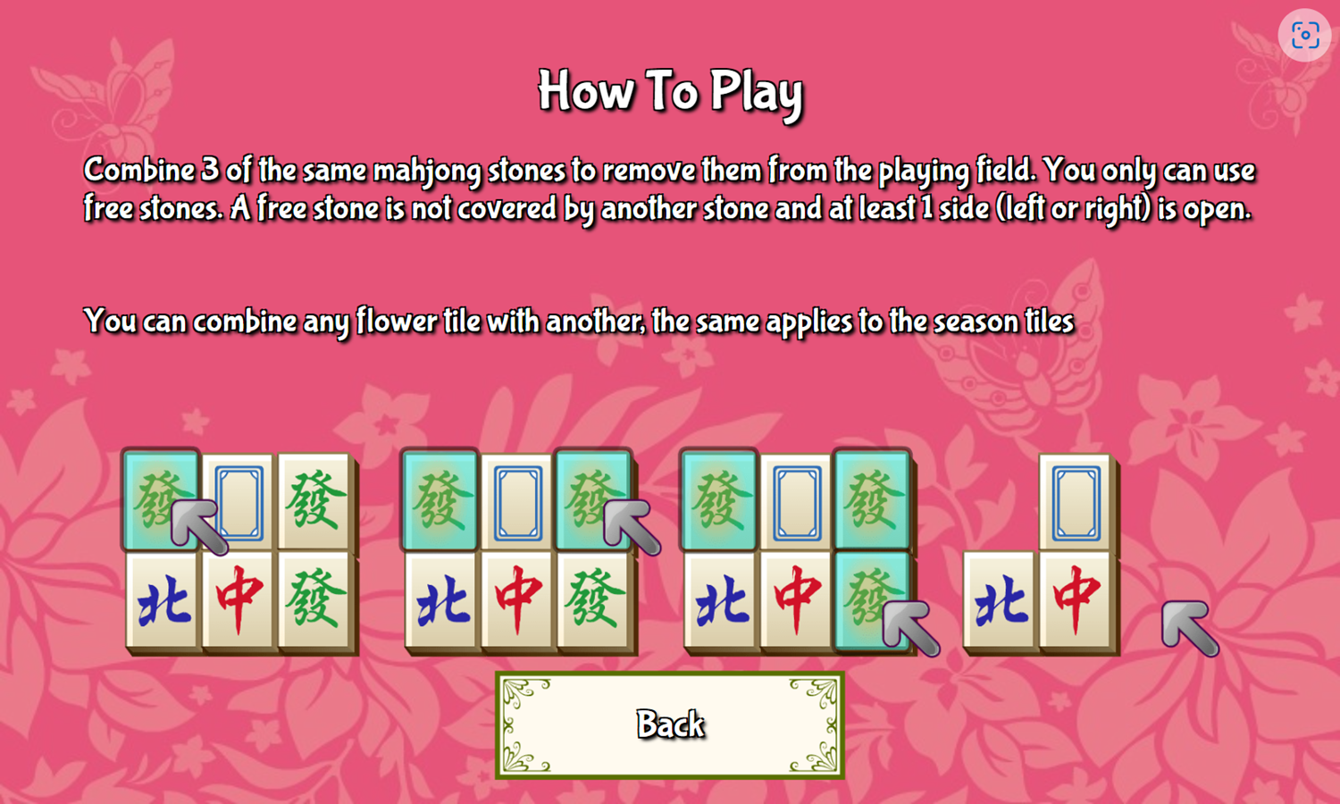 Triple Mahjong 2 Game How To Play Screenshot.