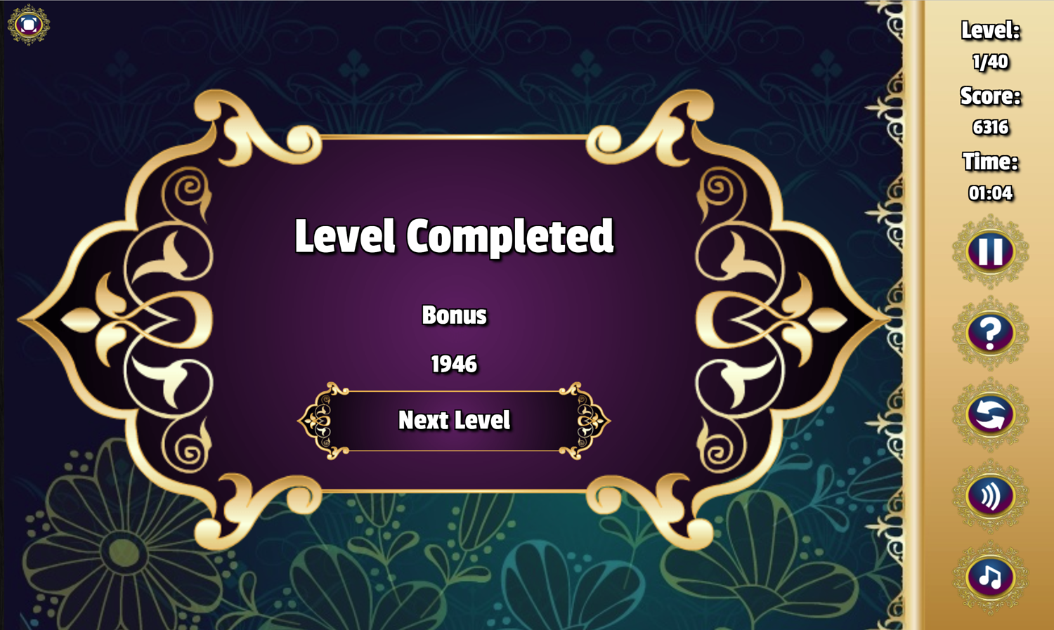 Triple Mahjong Game Level Completed Screen Screenshot.