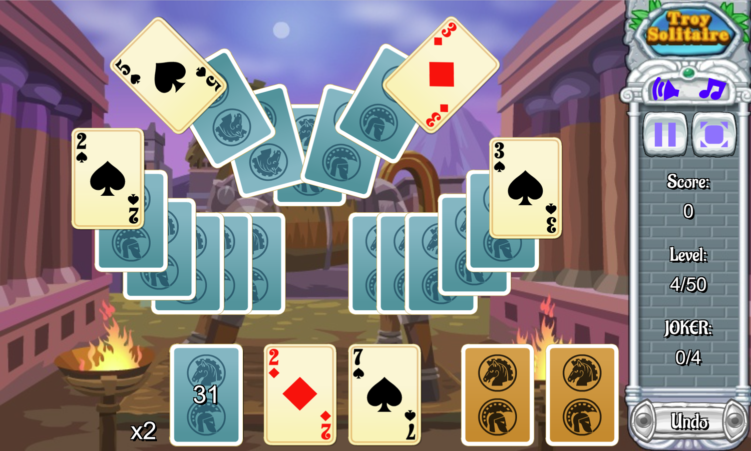Troy Solitaire Game Screenshot.