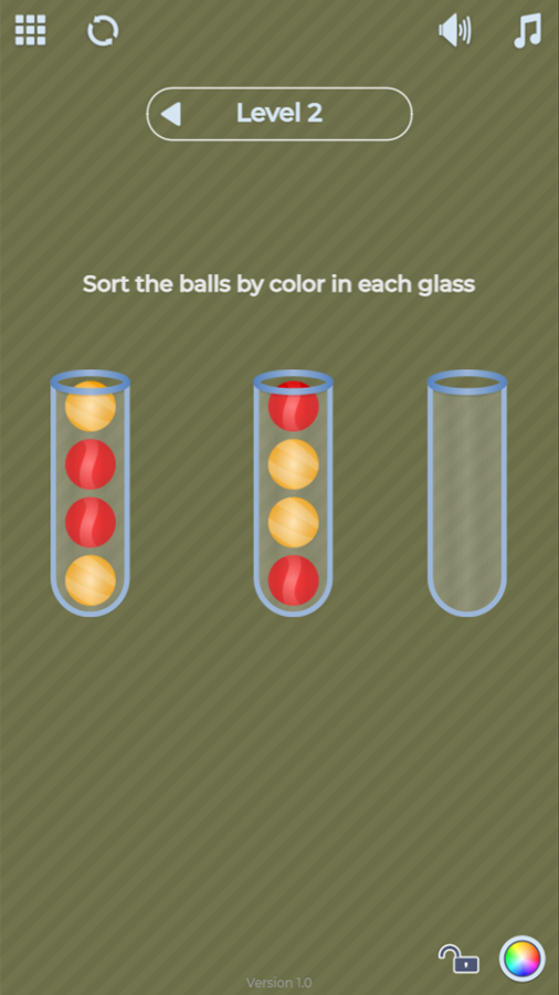 TRZ Ball Sort Game Match Colors Instruction Screen Screenshot.