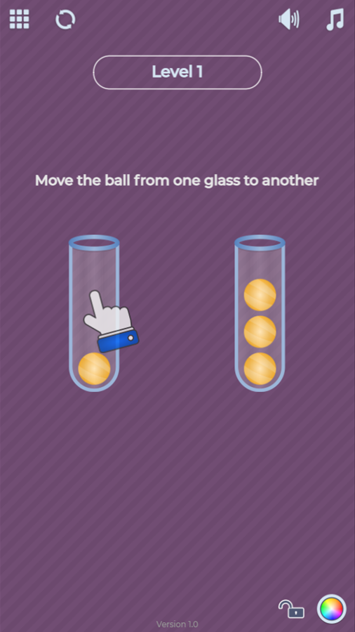 TRZ Ball Sort Game Move Ball Instructions Screen Screenshot.