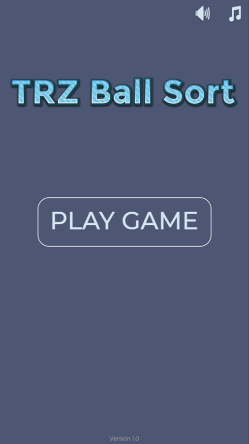 TRZ Ball Sort Game Welcome Screen Screenshot.
