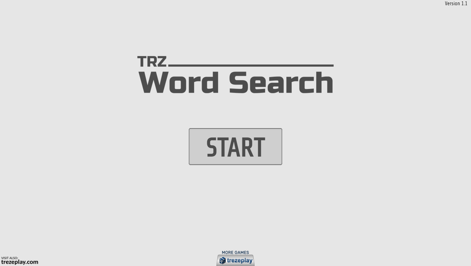 TRZ Word Search Game Welcome Screen Screenshot.