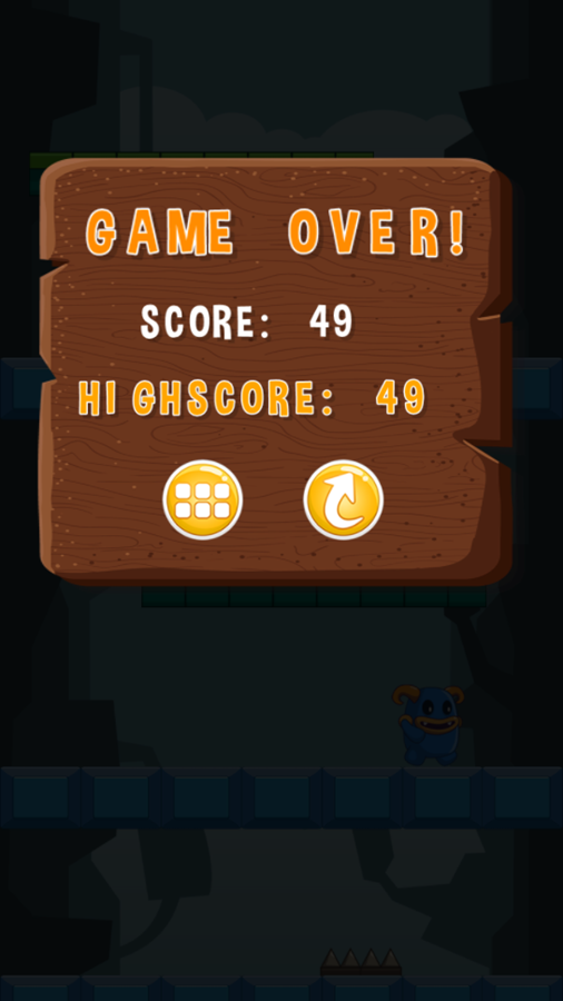 Turtle Jump Game Over Screenshot.