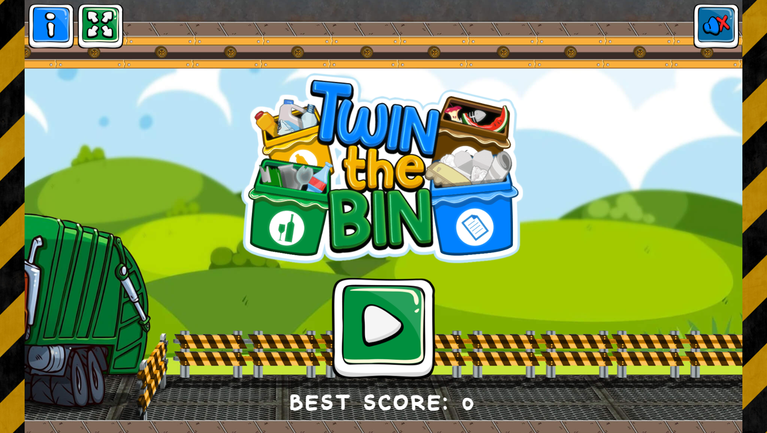 Twin the Bin Game Welcome Screen Screenshot.
