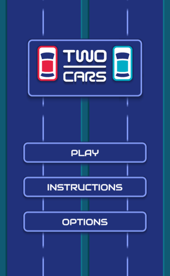 Two Cars Game Welcome Screen Screenshot.