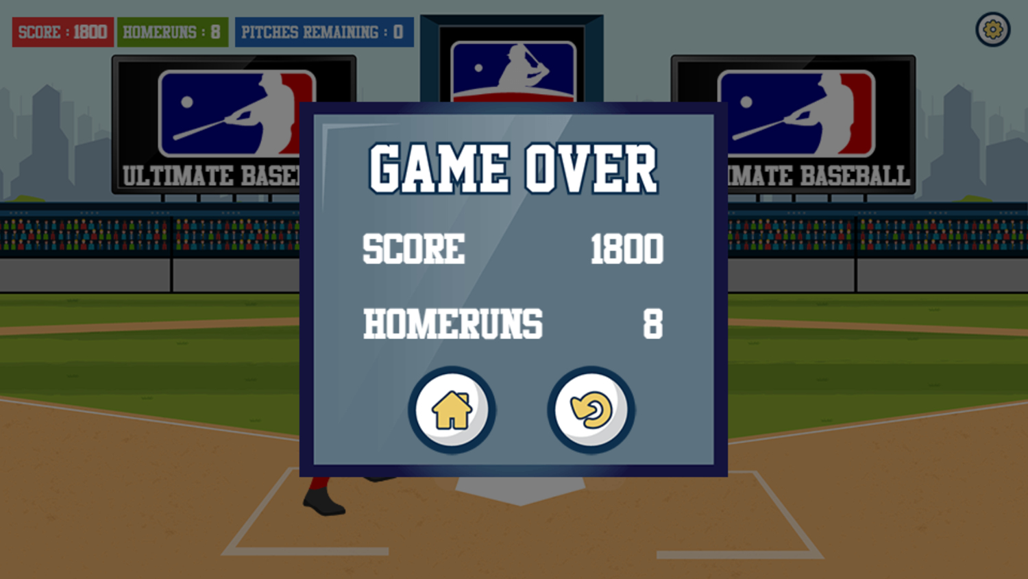 Ultimate Baseball Game 8 Homers 2 Singles Screenshot.