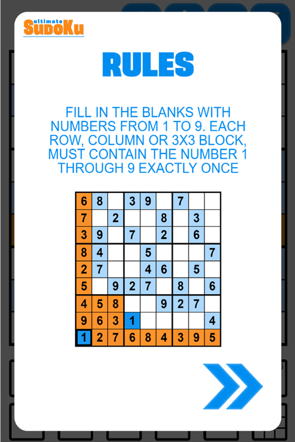 Ultimate Sudoku Game Rules Screenshot.