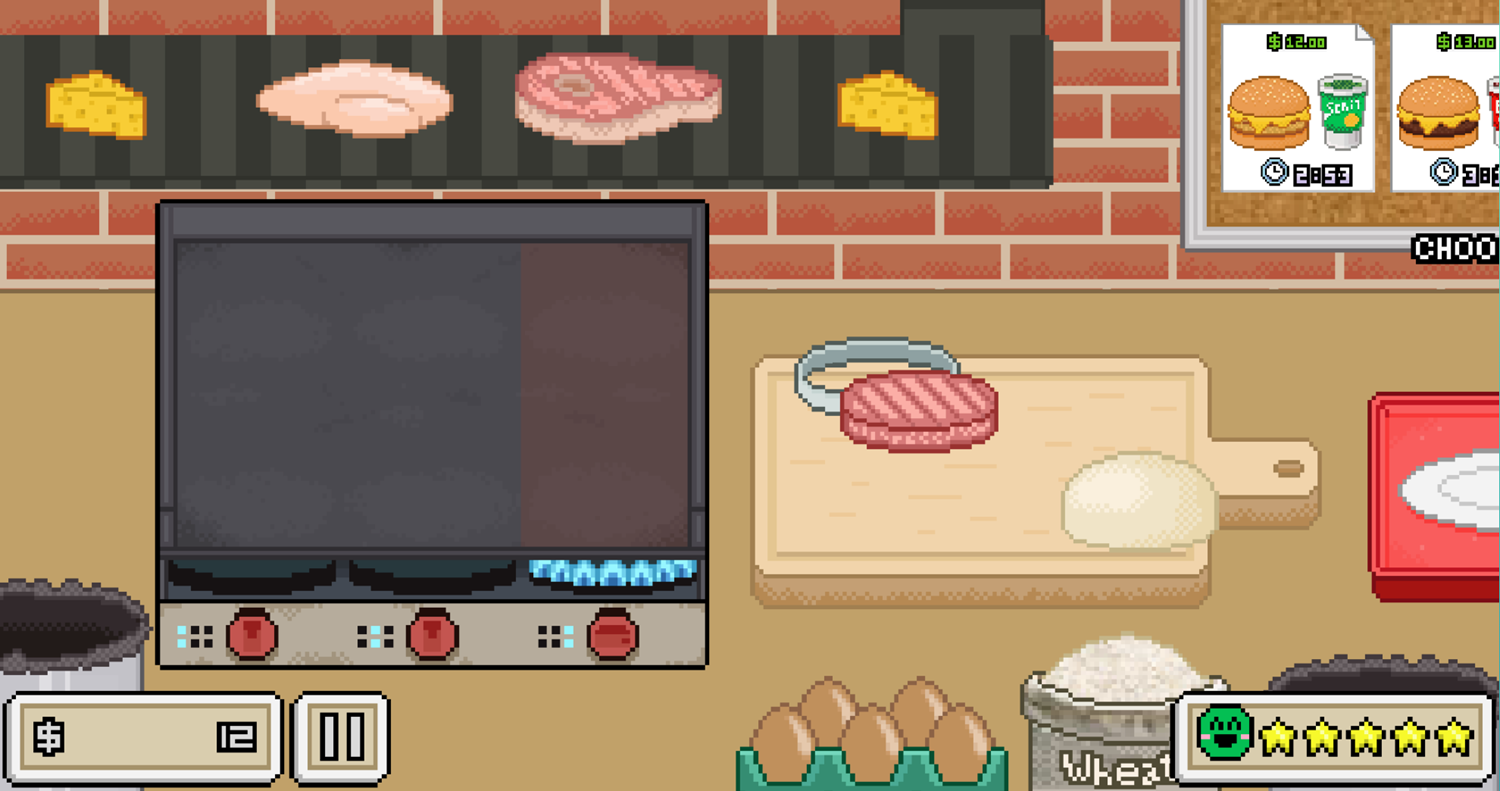 Ultra Pixel Burgeria Game Chicken and Cheese Screenshot.