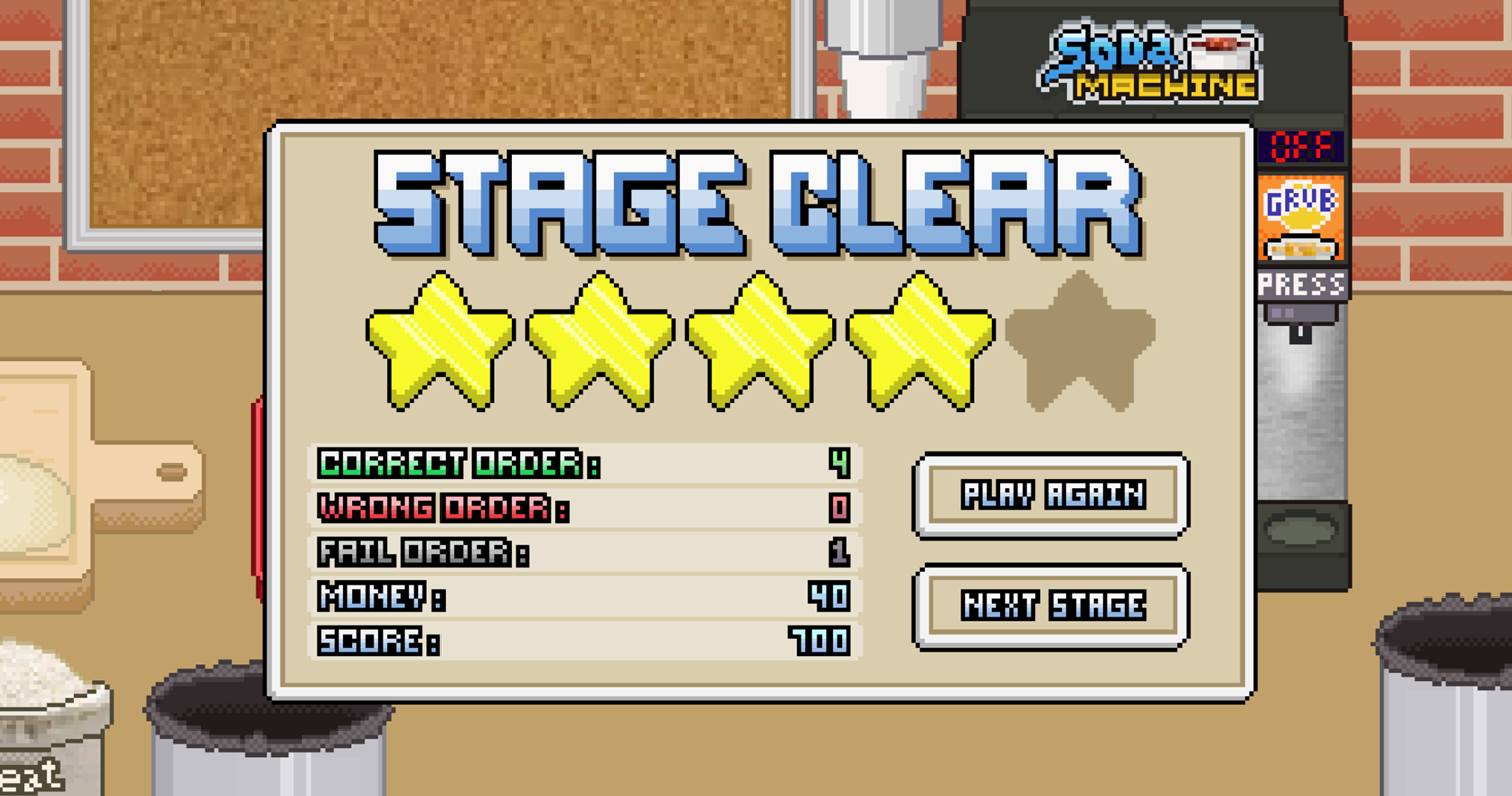 Ultra Pixel Burgeria Game Stage Clear Screen Screenshot.