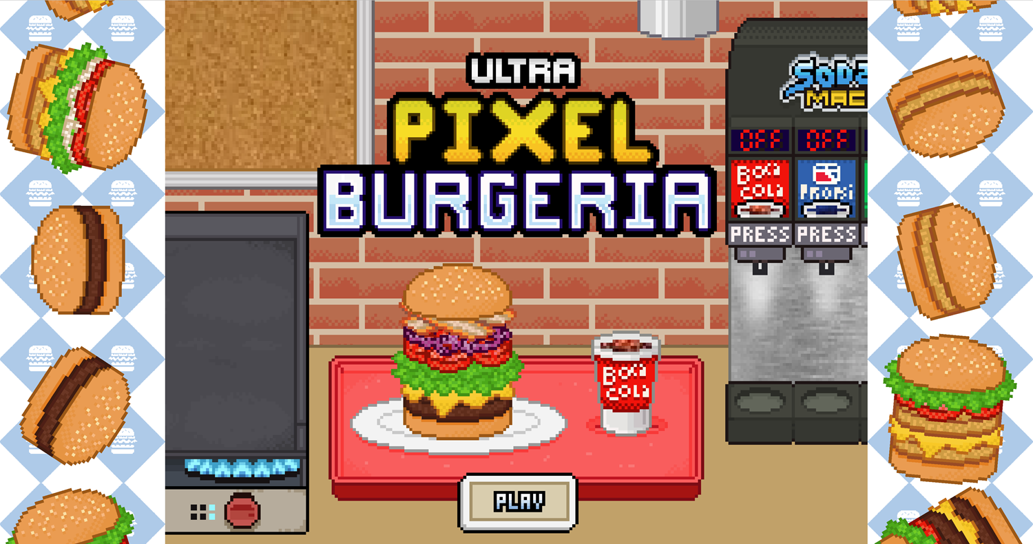 Ultra Pixel Burgeria Game Welcome Screen Screenshot.