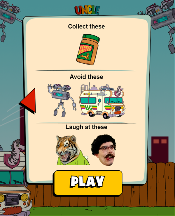 Uncle Grandpa Peanut Butter Flutter Game Instructions Screenshot.