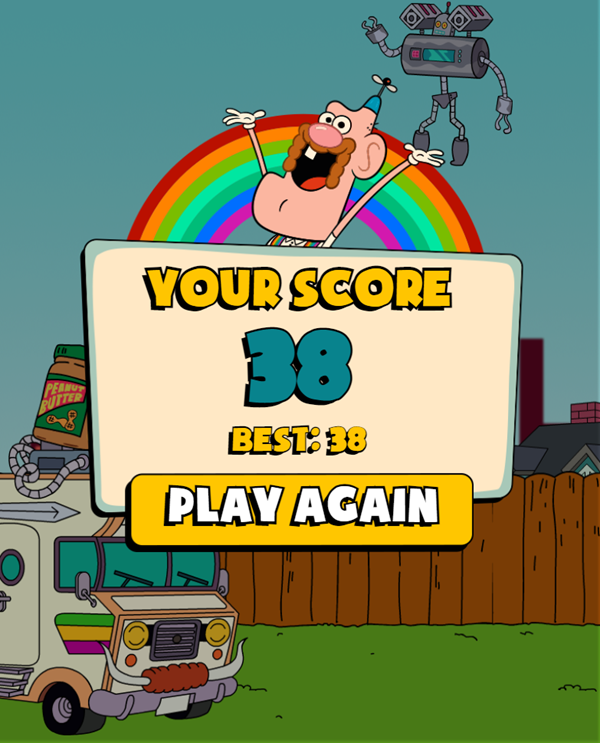 Uncle Grandpa Peanut Butter Flutter Game Your Score Screenshot.