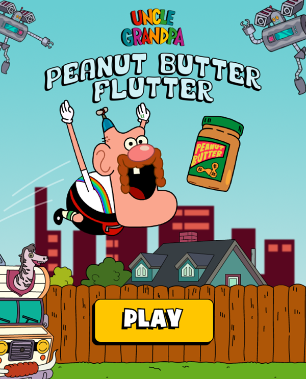 Uncle Grandpa Peanut Butter Flutter Game Welcome Screen Screenshot.