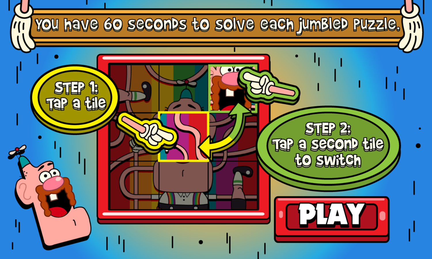 Uncle Grandpa Psychedelic Puzzles Game How To Play Screenshot.