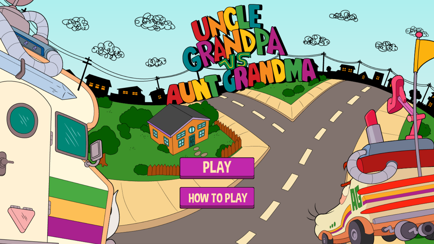 Uncle Grandpa vs Aunt Grandma Game Welcome Screen Screenshot.