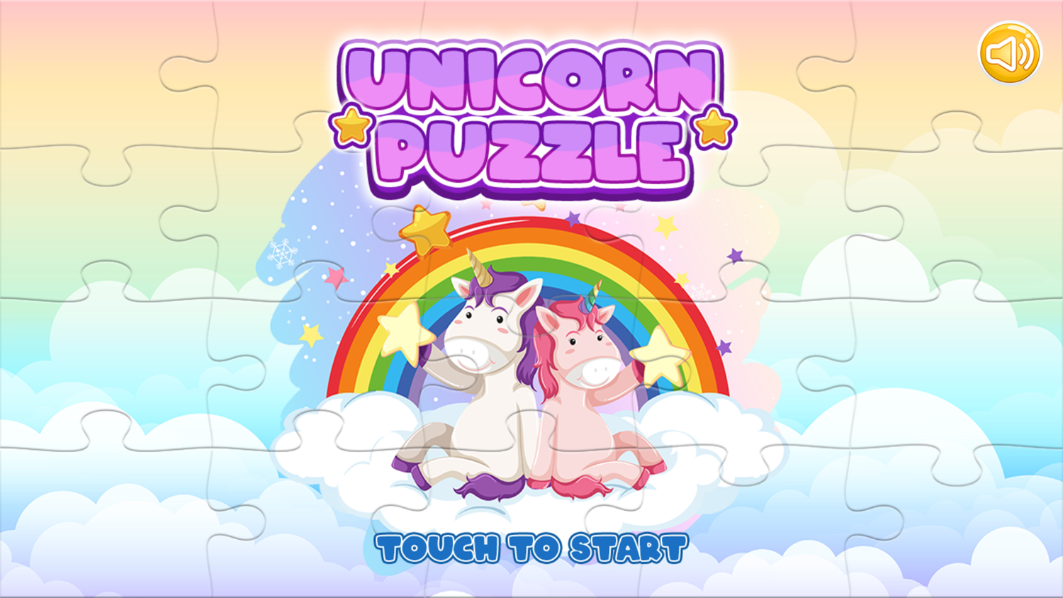 Unicorn Puzzle Game Welcome Screen Screenshot.