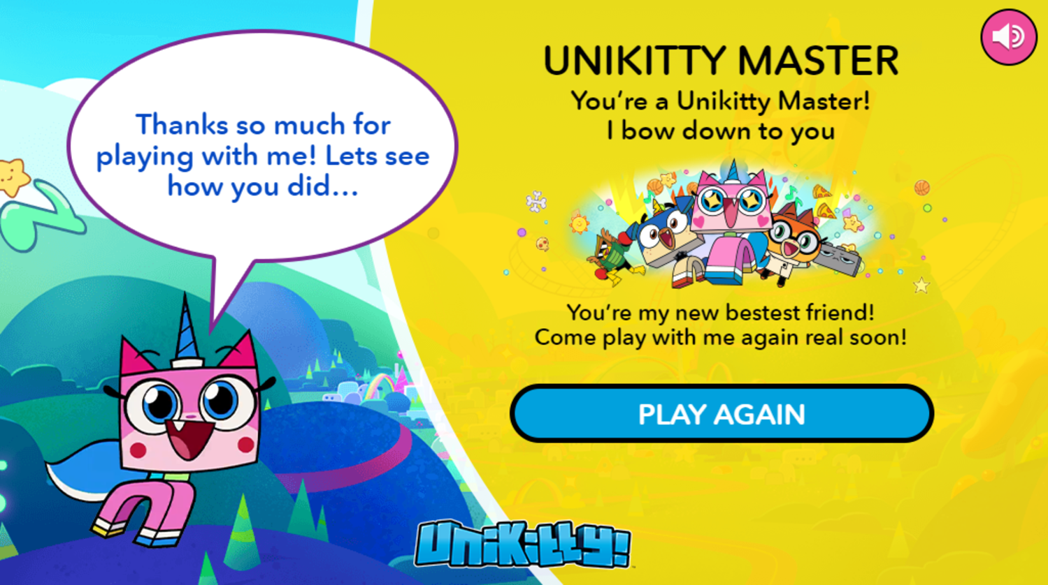 UniKitty Hyper Quiz Game Results Screenshot.