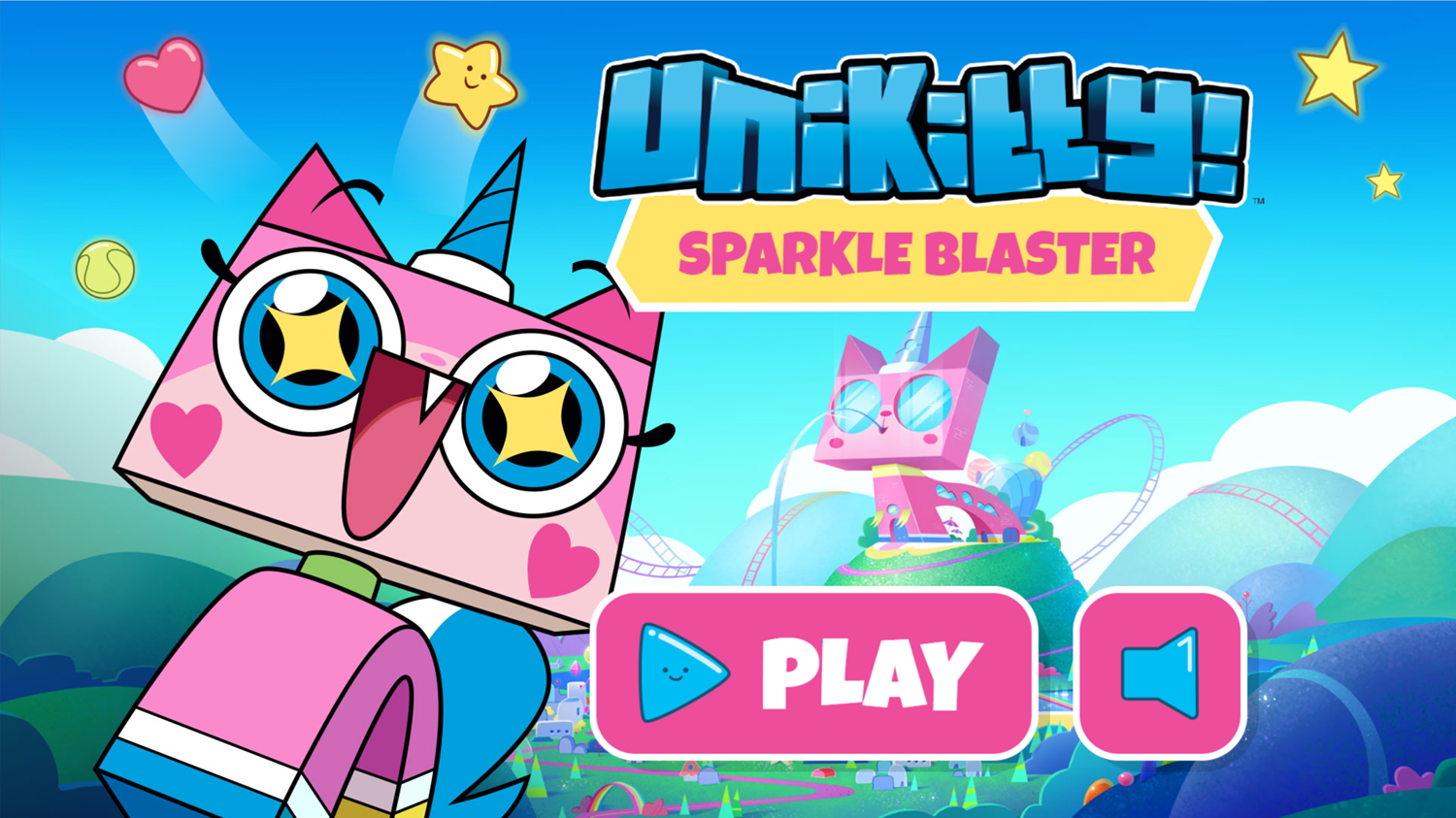 UniKitty Sparkle Blaster Welcome Screen Screenshot.