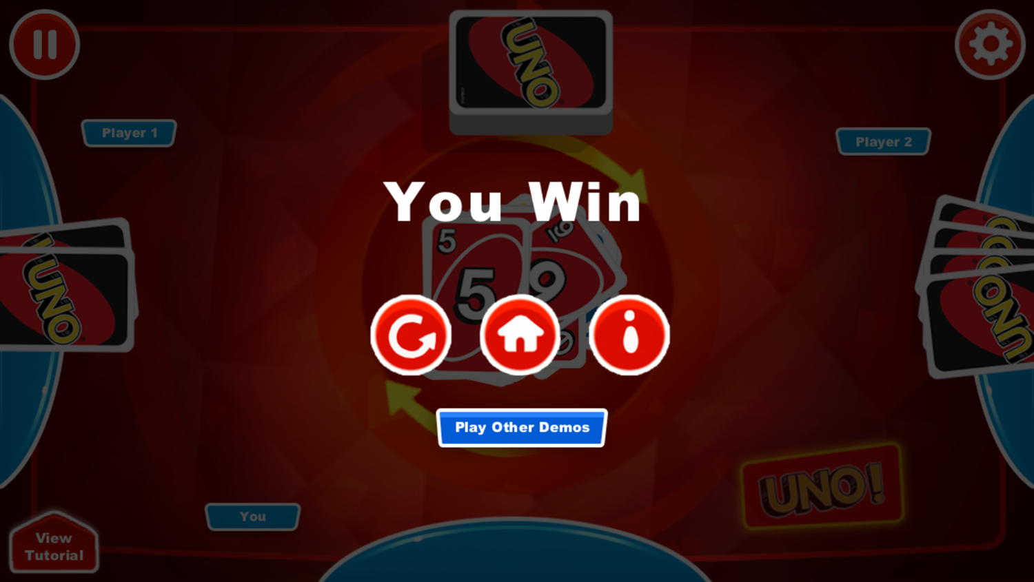 Uno Game You Win Screenshot.