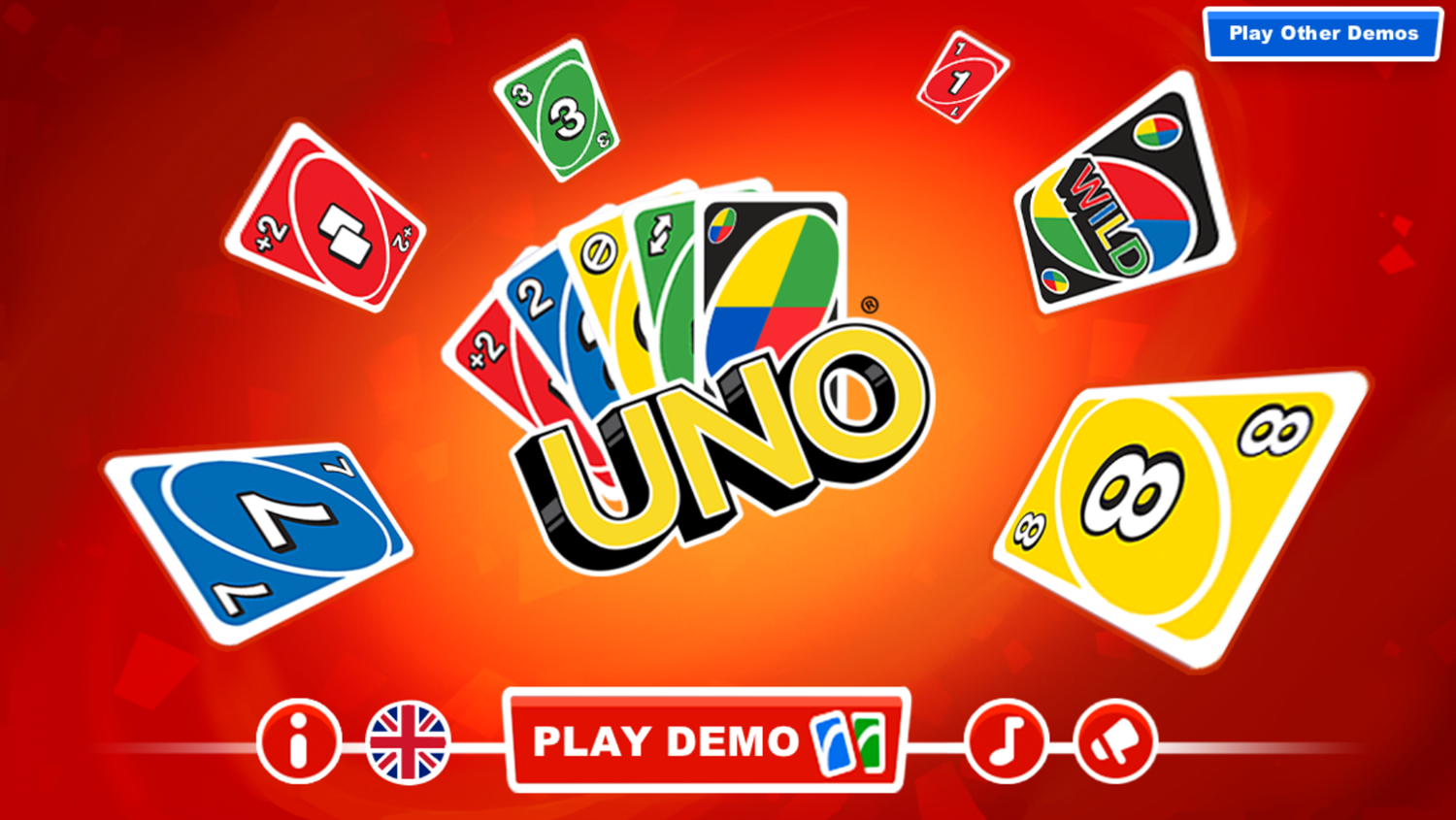 Uno Game Welcome Screen Screenshot.