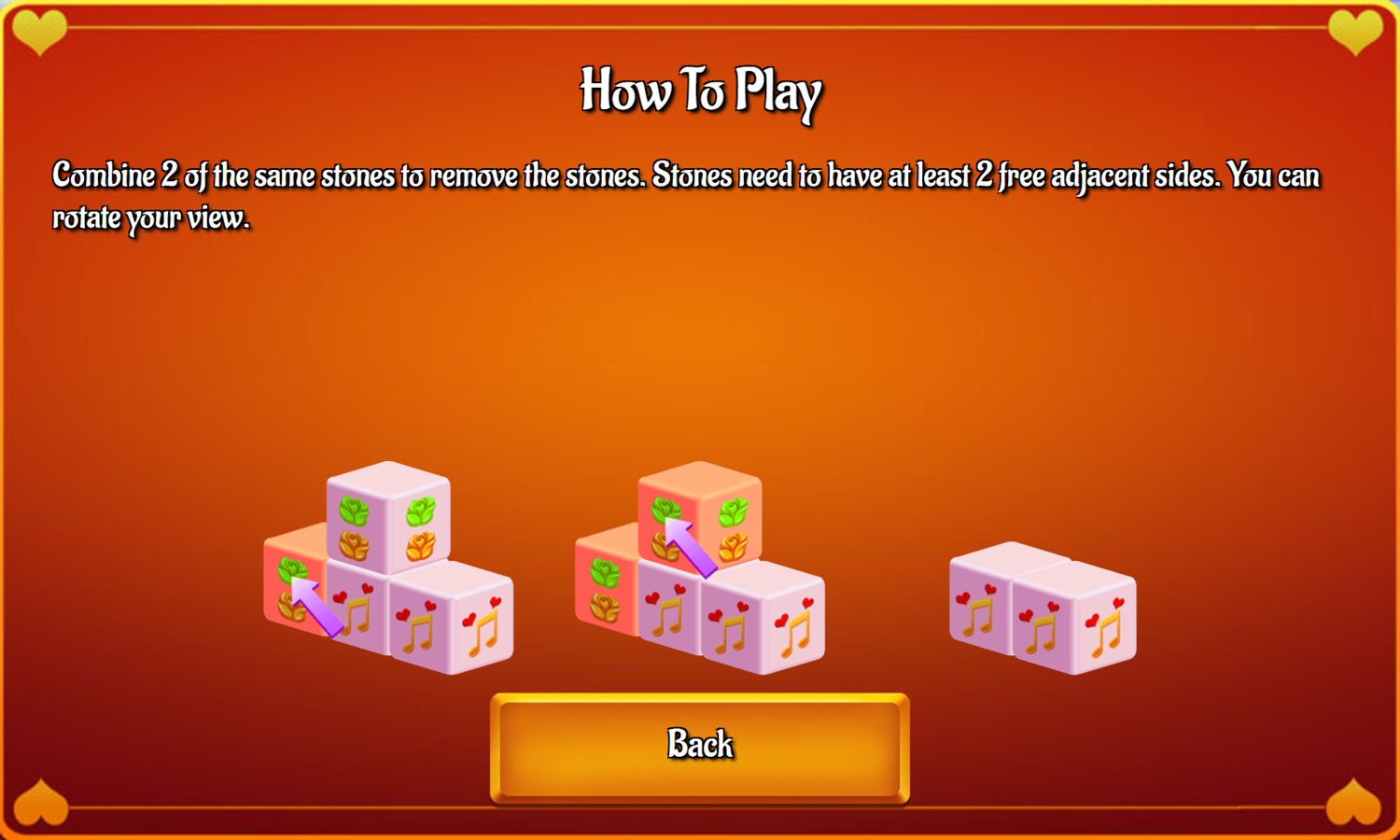 Valentine 3D Mahjong Game How To Play Screenshot.
