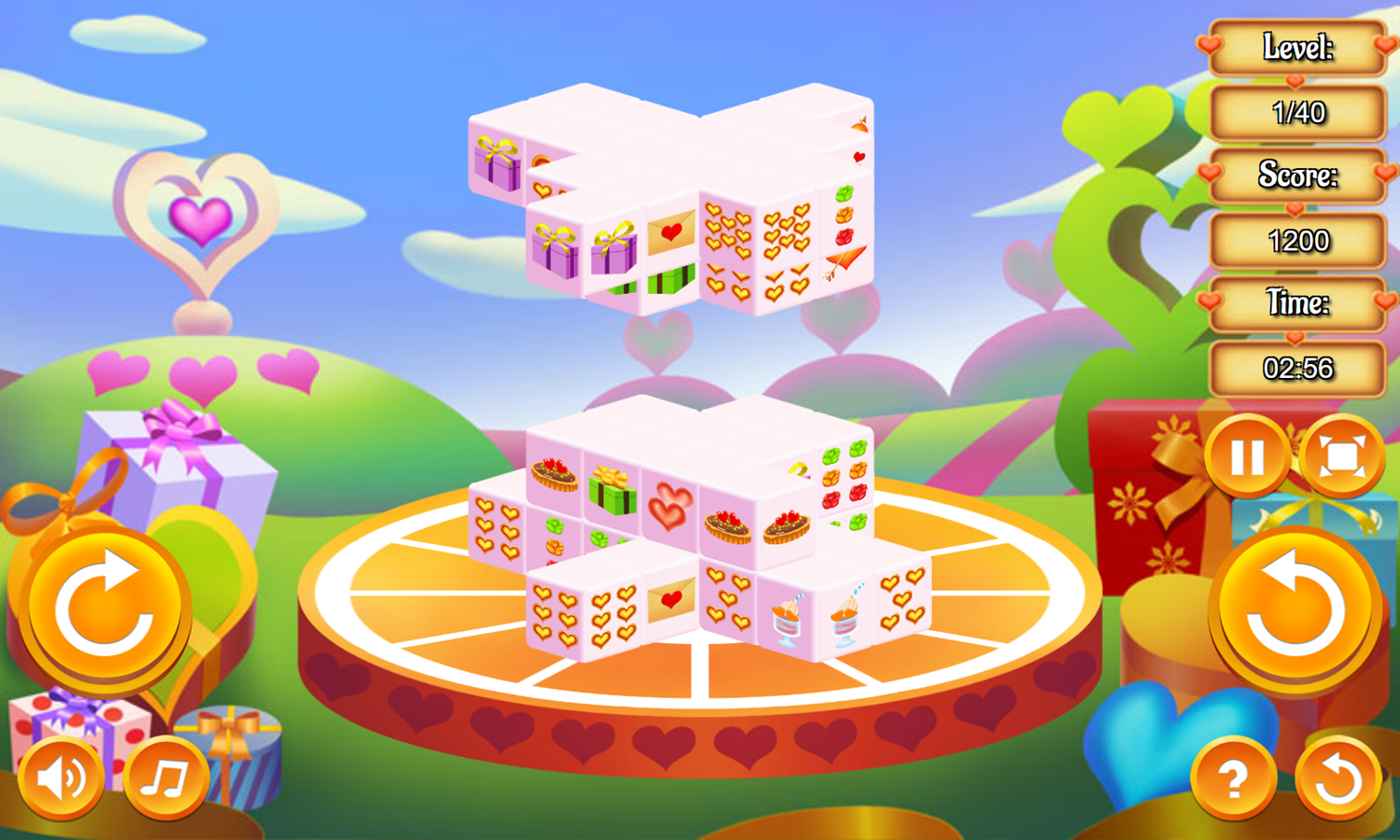 Valentine 3D Mahjong Game Level Play Screenshot.