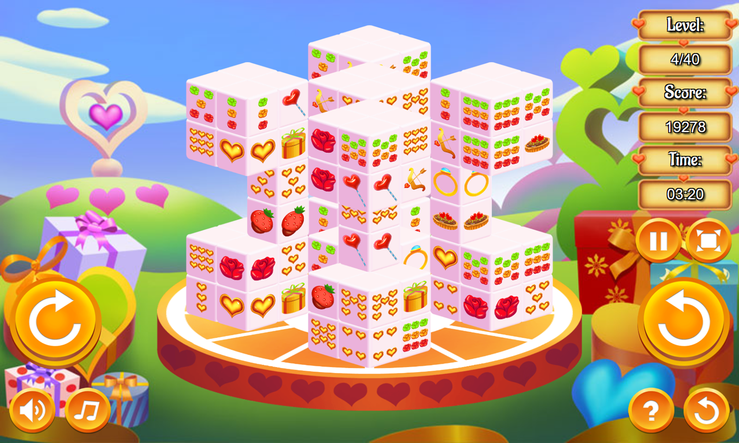 Valentine 3D Mahjong Game Next Level Screenshot.