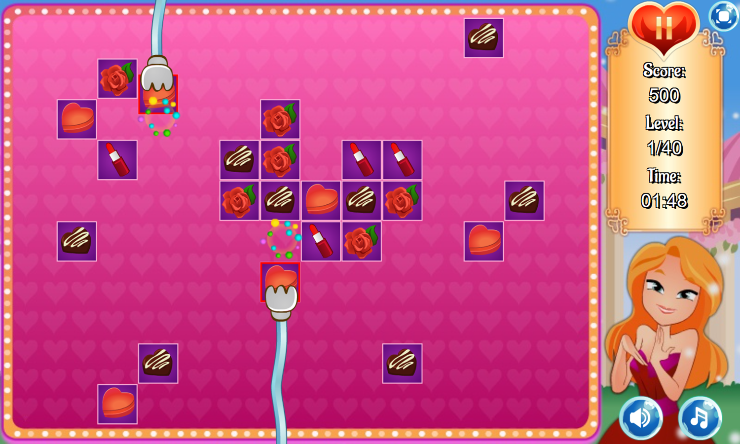 Valentine Game Play Screenshot.