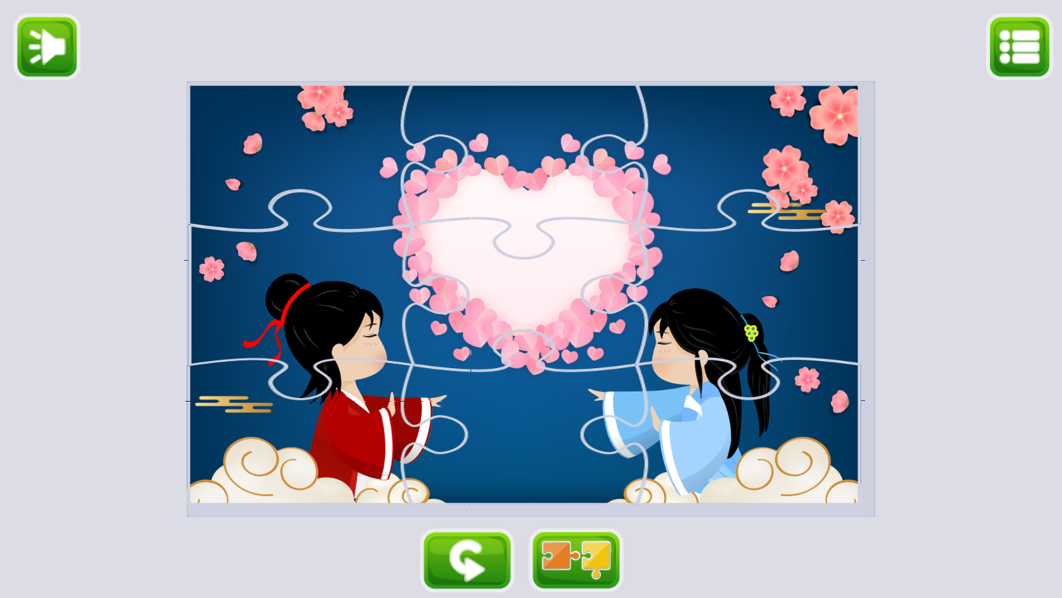 Valentine Jigsaw Puzzle Game Easy Puzzle Complete Screenshot.