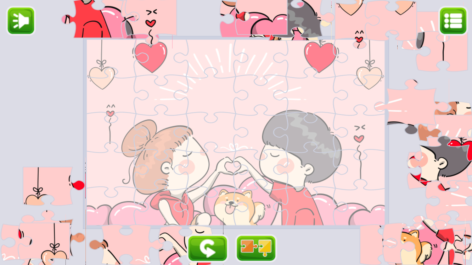 Valentine Jigsaw Puzzle Game Easy Puzzle Screenshot.