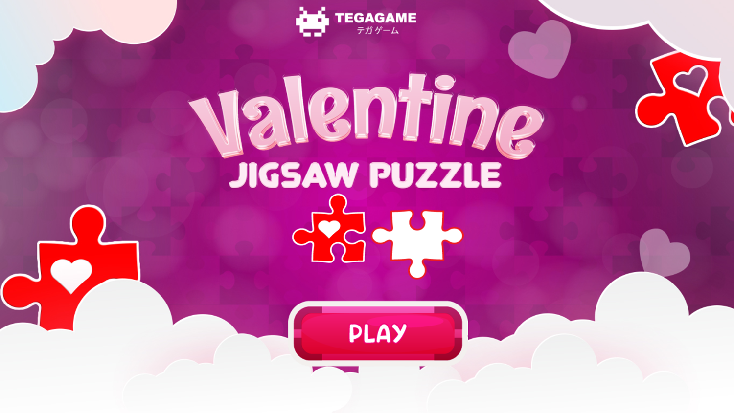 Valentine Jigsaw Puzzle Game Welcome Screen Screenshot.