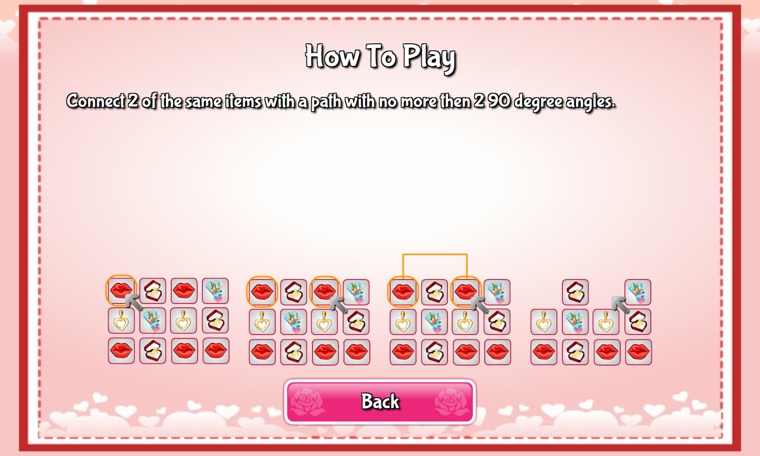 Valentine Link Game How To Play Screenshot.