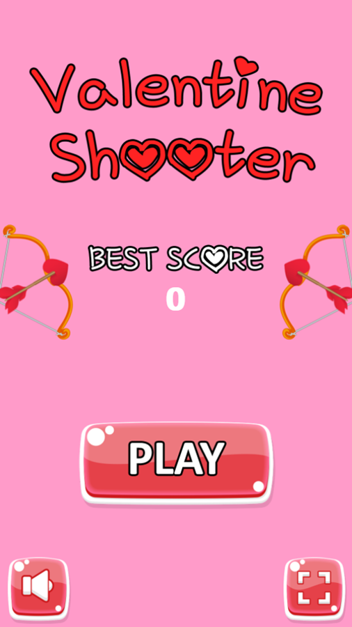 Valentine Shooter Game Welcome Screen Screenshot.